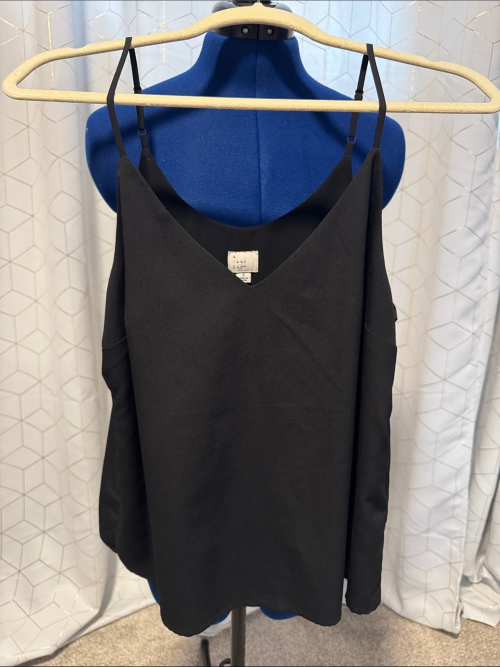 a new day Black V-Neck Satin-Look Cami with Adjustable Straps